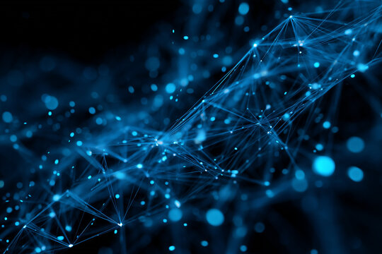 Intricate glowing lines depicting a complex network, symbolizing the digital world or a challenging puzzle. The vibrant blue lines create a mesmerizing pattern