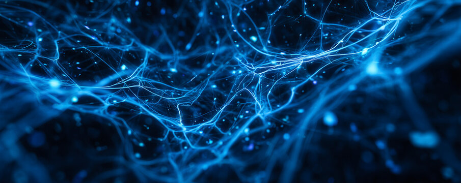 Intricate glowing lines depicting a complex network, symbolizing the digital world or a challenging puzzle. The vibrant blue lines create a mesmerizing pattern - Powered by Adobe