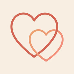 Interconnected hearts elegant line pastel background vector art