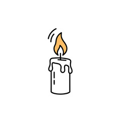 Obraz premium Minimalist Lit Candle Outline with Melting Wax Illustration