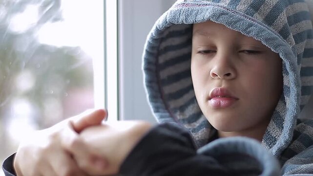 poor boy crying boy in poverty with no help crying alone and all by himself stock footage stock video