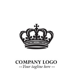 Elegant Black Crown Logo Symbol on a Clean White Background for Premium Branding Design