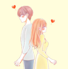 背中合わせの男女　恋愛