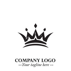 Elegant Black Crown Logo Symbol on a Clean White Background for Premium Branding Design