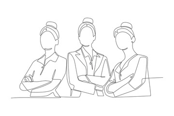 Women in leadership concept one-line drawing