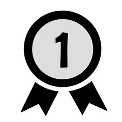 First Place Award Badge Ribbon Icon Illustration