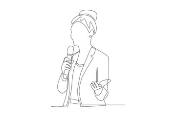 Women in leadership concept one-line drawing