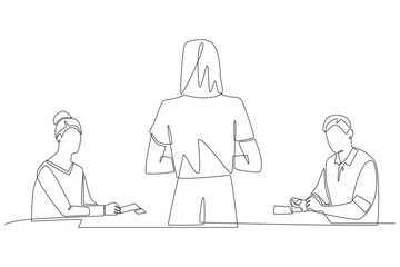 Women in leadership concept one-line drawing