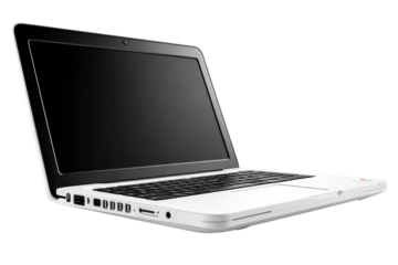 Laptop on a desk: A modern laptop computer sits open, displaying a blank screen, suggesting endless possibilities for work, communication, or creativity.