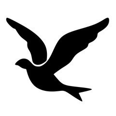 Simple Silhouette Dove Flying with Open Wings Spiritual Symbol Icon