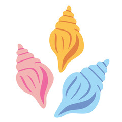 Cute Handdrawn Pastel Seashell Illustration with Spirals and Pointed Shape