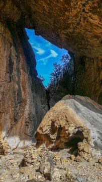 Archaeological site of Tiscali in Dorgali. Sardinia, Italy