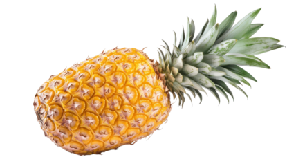 Fresh pineapple lying on a white surface ready for slicing and enjoying in prepared dishes.