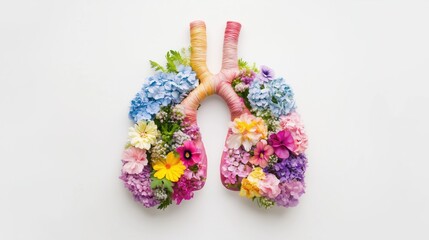 Stylized lungs filled with floral patterns symbolizing recovery from HMPV health recovery positive imagery