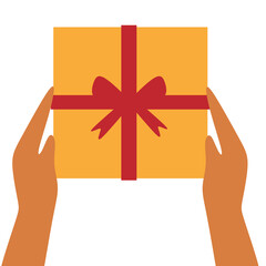 Minimalist Style Hand Holding Gift Box Illustration Element