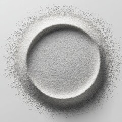 Minimalist White Powder Indentation with Textured Grains and Soft Shadows.