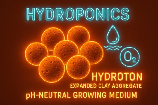 Hydroton Clay Infographic with Expanded Clay Pebbles for Hydroponic Gardening Systems
