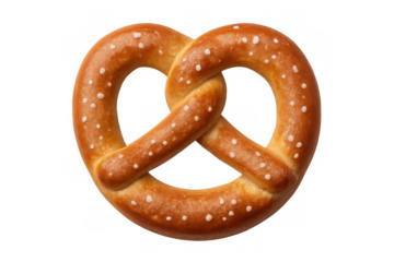 Traditional twisted pretzel, salty baked dough food, snack for oktoberfest, german cuisine, isolated with transparent background