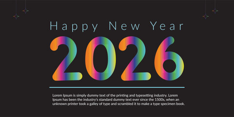new year greetings banner with handwritten 2026 numbers 