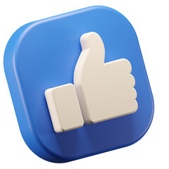 Thumb up like icon on blue background