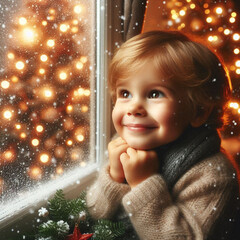 little girl with christmas tree