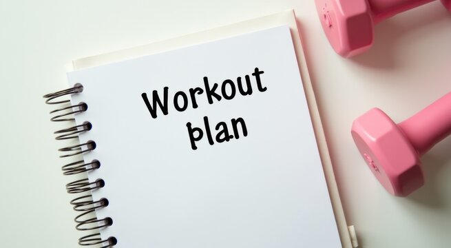 Notebook with a workout plan on it