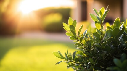 Vibrant Green Leaves Bathed in Soft Sunlight