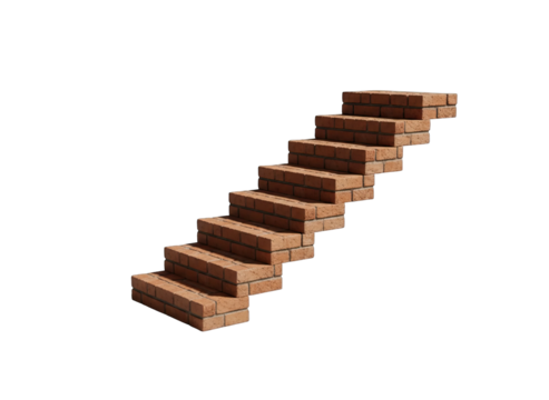 Brick Staircase Construction Outdoor Daylight With Shadows Isolated On Transparent Background
