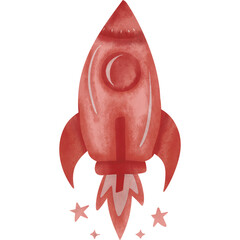 Cute Pink Rocket Ship Illustration