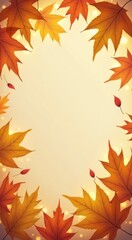 Obraz premium Greeting card with golden autumn leaves