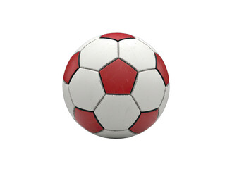 Classic Red And White Soccer Ball Isolated On Black Background With Detailed Texture
