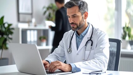 Doctor using Laptop. - Powered by Adobe