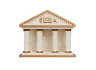 Classical Building With Columns And Pediment Symbolizing Justice And Law Isolated On Black Background