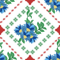 Geometric, ethnic oriental ikat seamless pattern treditional Design for background, carpet wallpaper, clothing, wrapping, batik, fabric, Vector illustration, embroidery style.  
