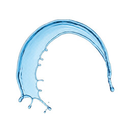 Clear Blue Water Splash Arc Isolated on Transparent Background Representing Refreshment and Purity