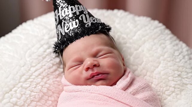 Newborn baby in festive headwear