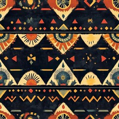 Vintage Egyptian Tribal Pattern Seamless Tileable Design #2