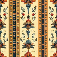 Ancient Egyptian Tile Motif Seamless Pattern #1