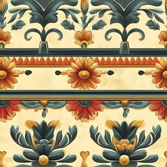 Egyptian Border Seamless Pattern Tileable Frame Design Ancient Motif