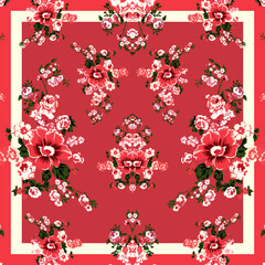 Vibrant Red Floral Pattern with Elegant White Border