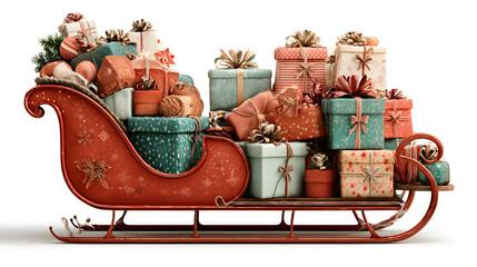 santa claus sleigh wih gift