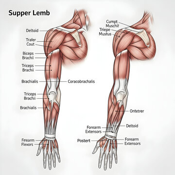Human Arm Muscle Anatomy Diagram Medical Illustration