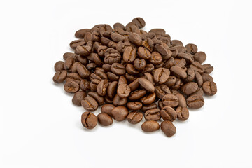 Close up of Coffee beans isolated on white  background