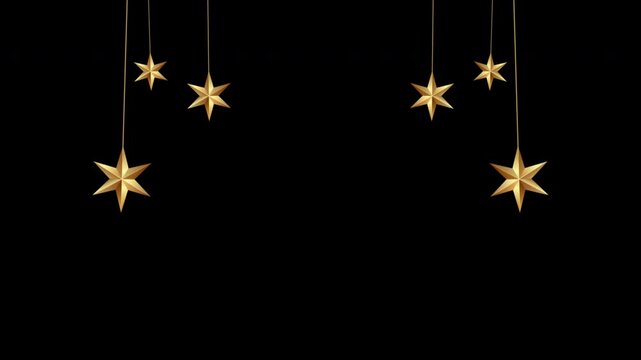 christmas Golden star hanging design element Ornament Animation with alpha channel
