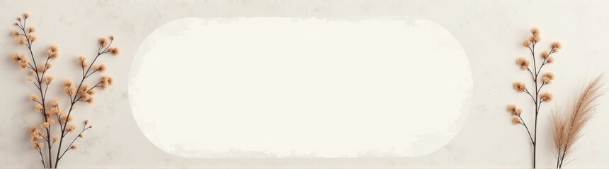 Obraz premium Some dried plants and a white square on a wall banner copy space plant background