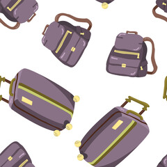 Vector seamless pattern with suitcases. For fabric, gift wrap, surface design.