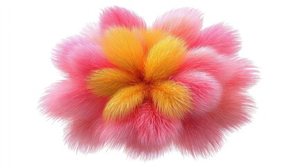 Vibrant and whimsical pink and gold fluffy explosion on white background for creative projects, conveying joy and playful fun for designers and marketers