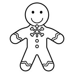 Gingerbread man outline illustration for coloring books and seasonal designs and holiday crafts