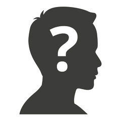 Question Mark Silhouette. Question Mark in Head Silhouette.  Thinking and Curiosity Concept Vector.