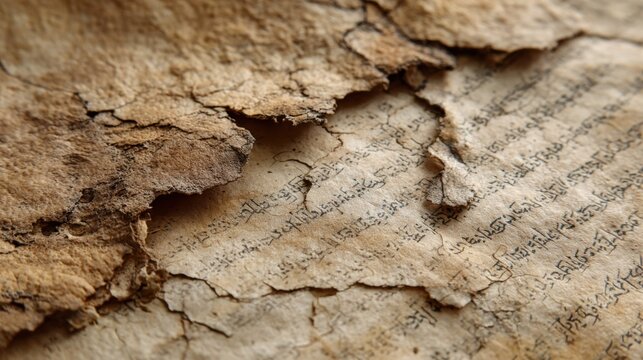 Ancient manuscript showing worn pages and faded handwriting in a historic setting
